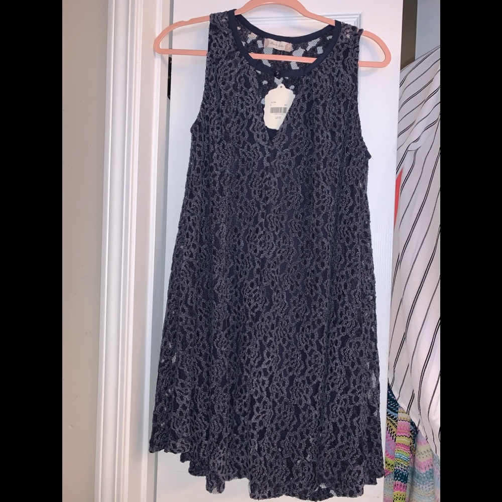 NWT Nice soft lace lined slate blue babydoll dress